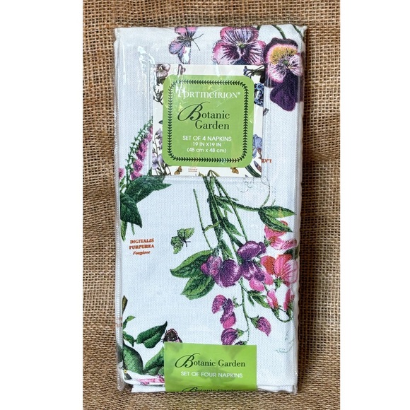 Portmeirion Botanic Garden Fabric Cloth Napkins New In Package Floral 19 X 19 In - Picture 1 of 2